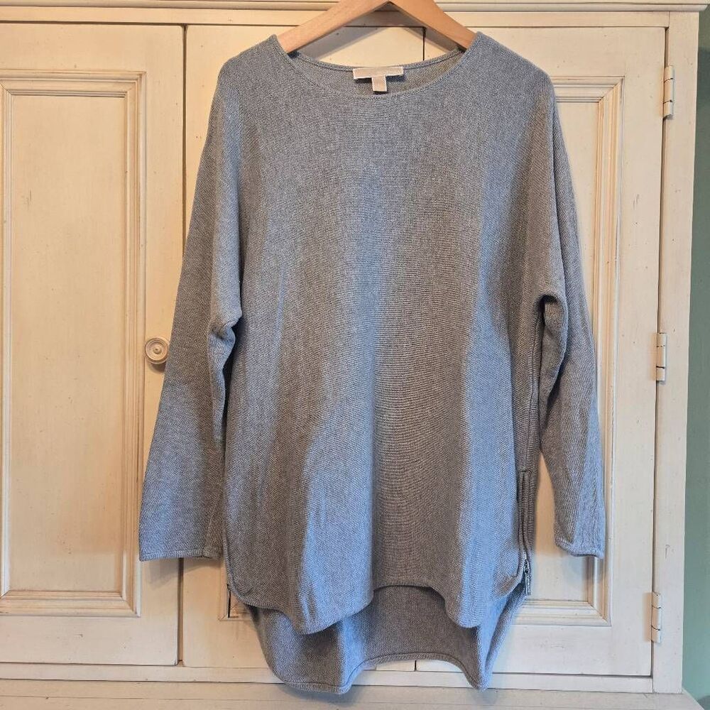 Michael Kors Grey Boat Neck LS Sweater Side Zipper Accents XL